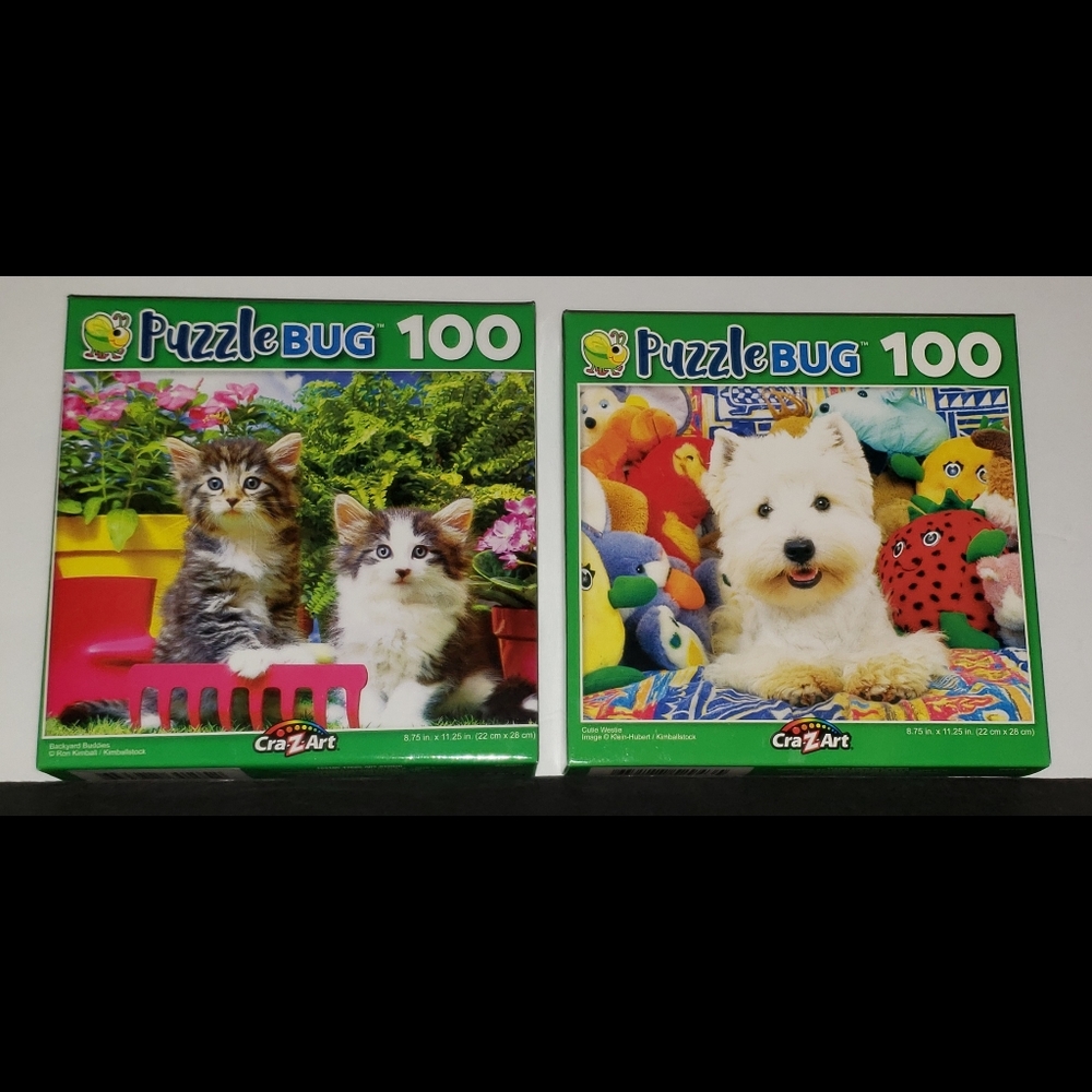 💰💸 NIB 2 PuzzleBug 100 Piece Puzzles